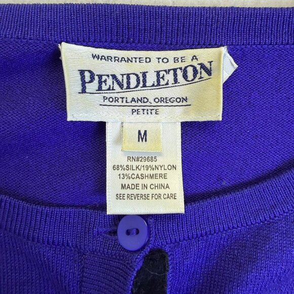 Pendleton Womens Purple Silk & Cashmere Cardigan Sweater Button Front Sz M Petit - Picture 6 of 8
